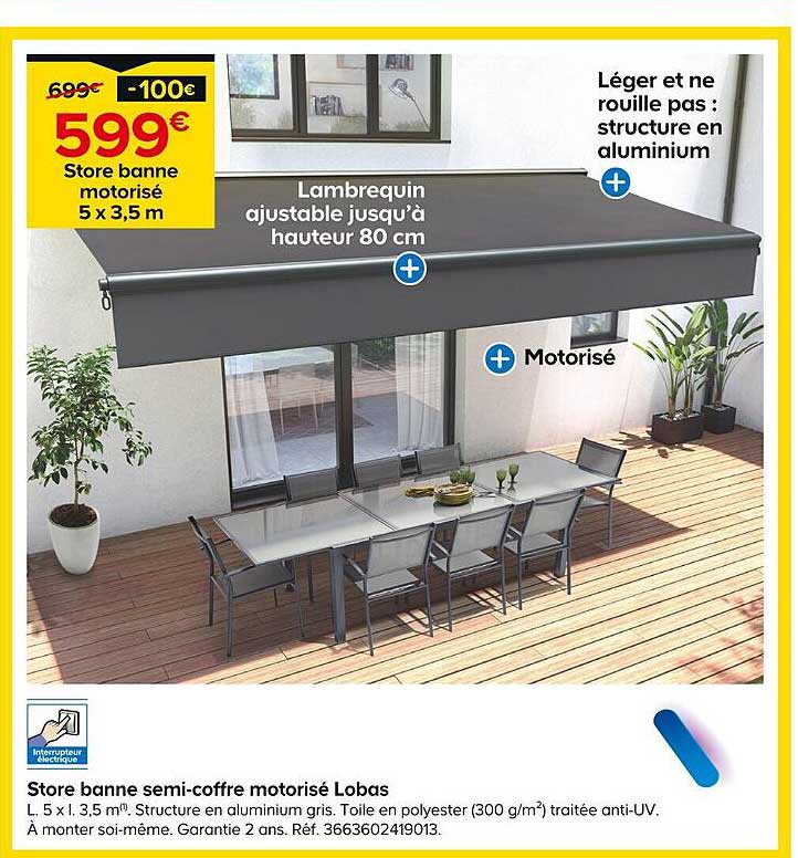 store banne semi-coffre motorisé lobas