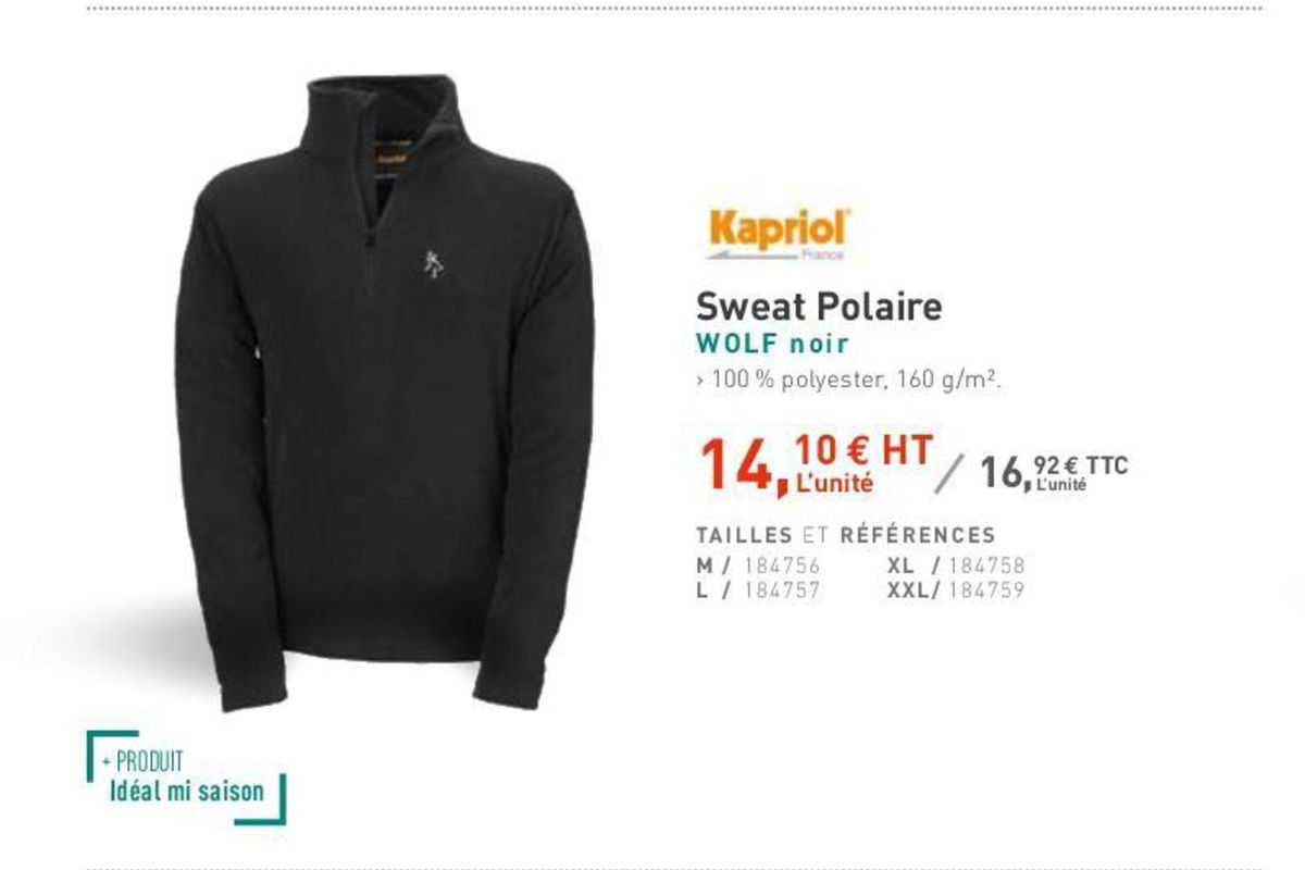 sweat polaire wolf noir kapriol