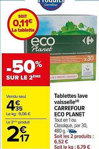 tablettes lave vaisselle carrefour eco planet