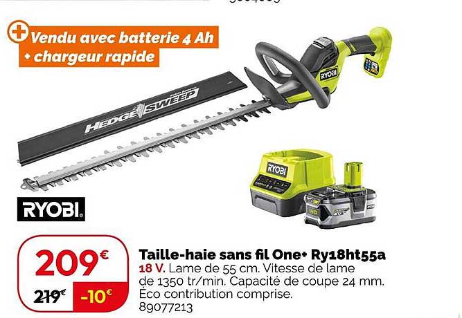 taille-haie sans fil one ry18ht55a ryobi