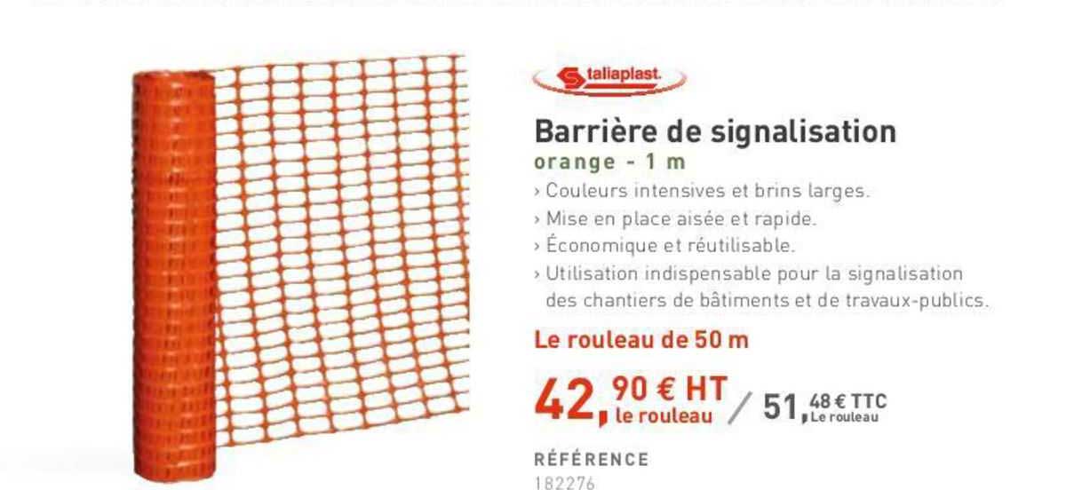 taliaplast barrière de signalisation orange - 1m