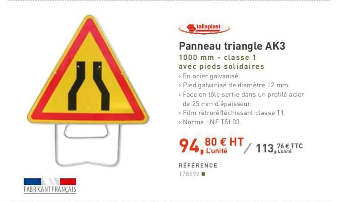 taliaplast panneau triangle ak3