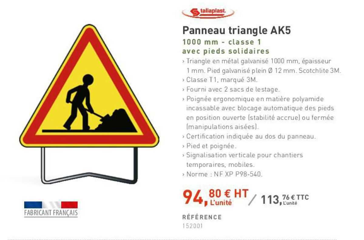 taliaplast panneau triangle ak5