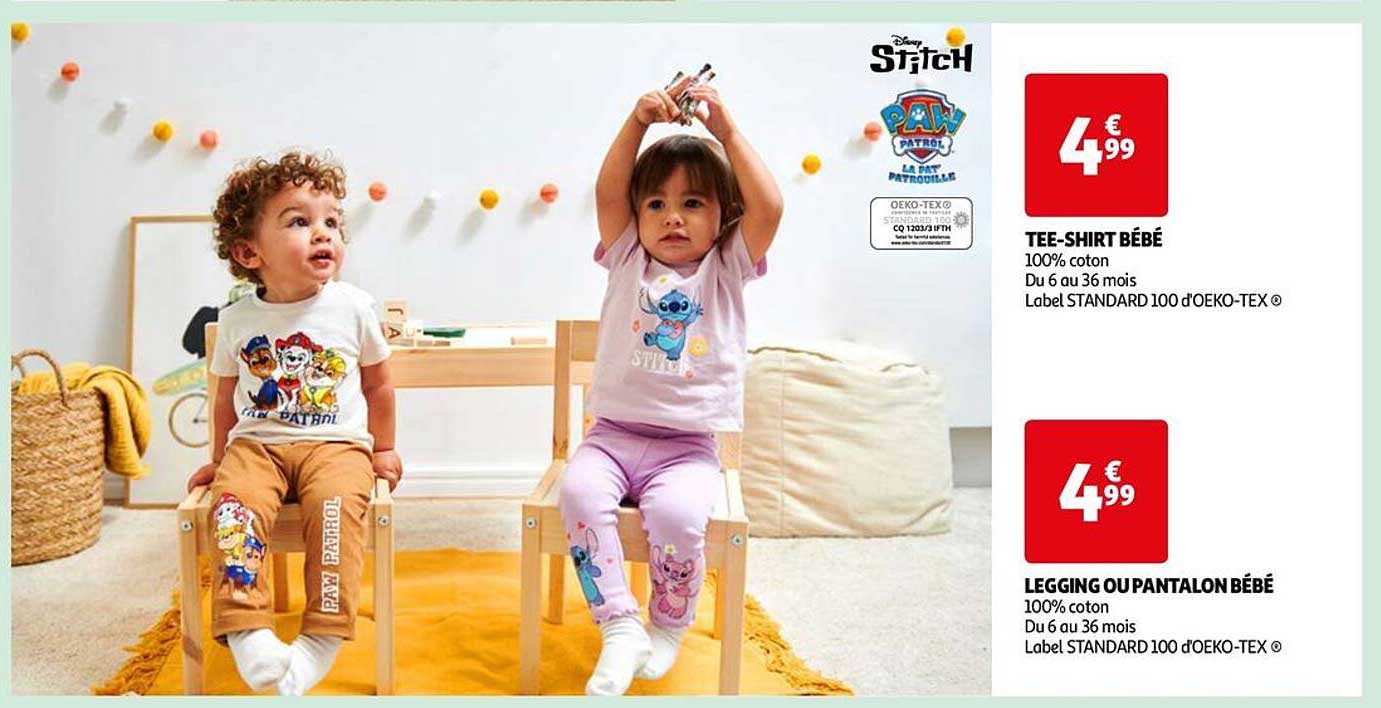 tee-shirt bébé legging ou pantalon bébé disney stitch