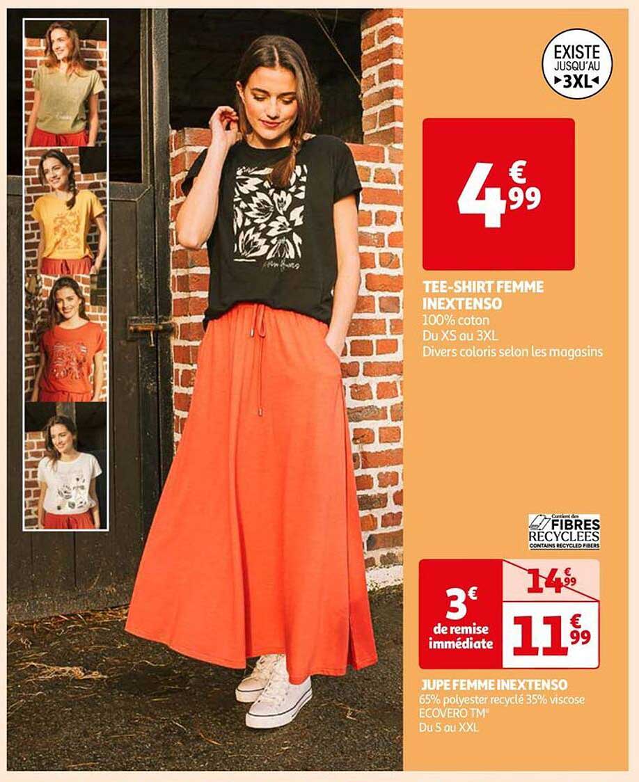 tee-shirt femme inextenso jupe femme inextenso