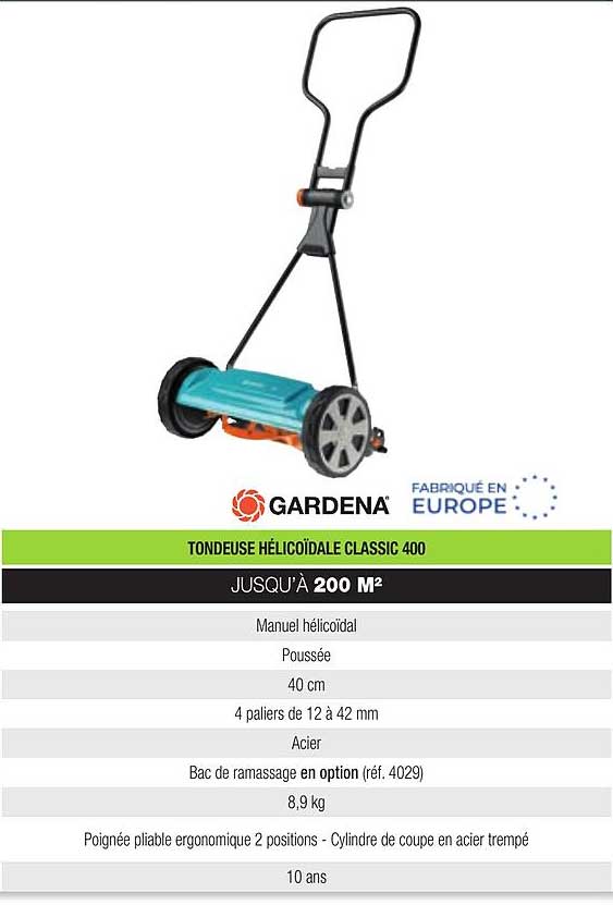 tondeuse hélicoïdale classic 400 gardena