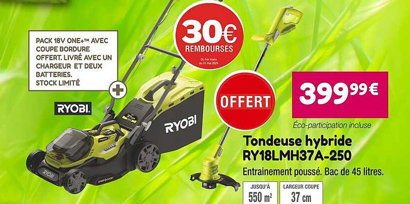 Tondeuse Hybride Ry18lmh37a-250 Ryobi