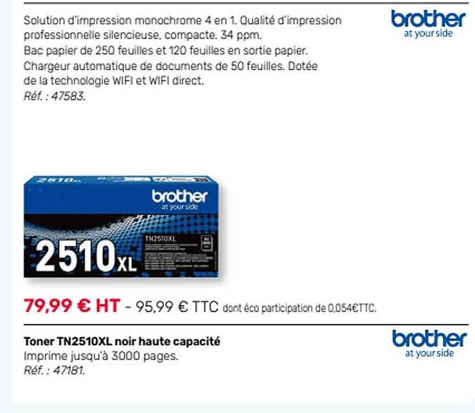 toner tn2510xl noir haute capacité brother