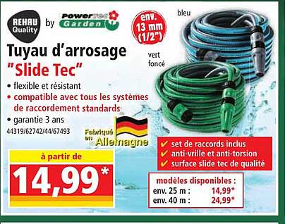 tuyau d'arrosage "slide tec" powertec garden