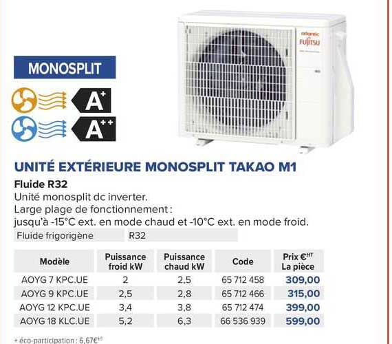 unité extérieure monosplit takao m1