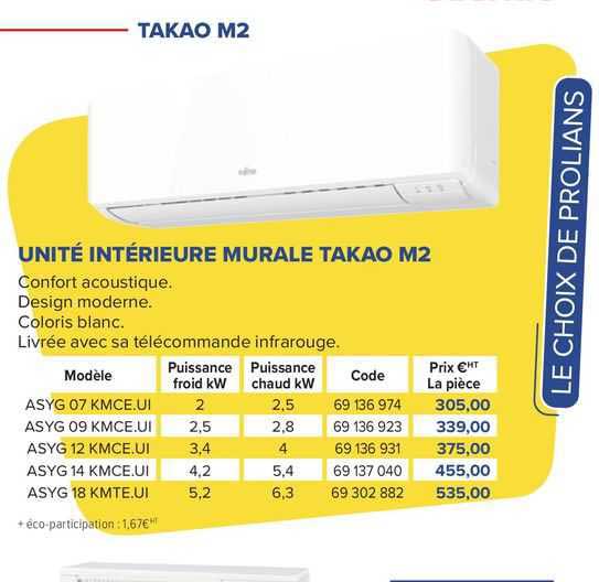 unité intérieure murale takao m2