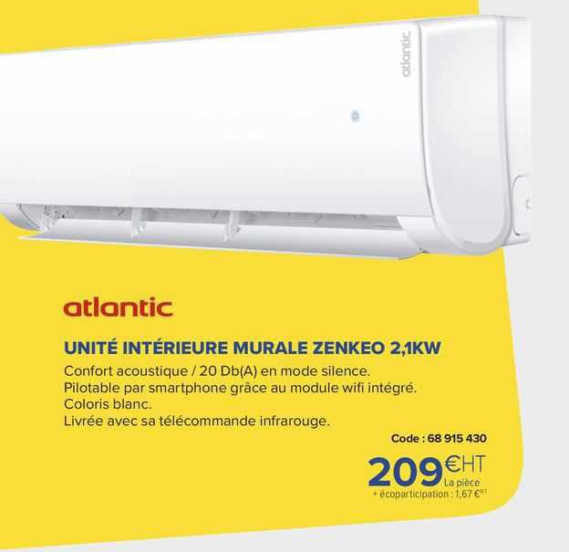 unité intérieure murale zenkeo 2,1 kw atlantic