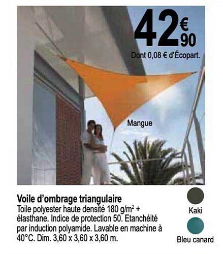 voile d'ombrage triangulaire