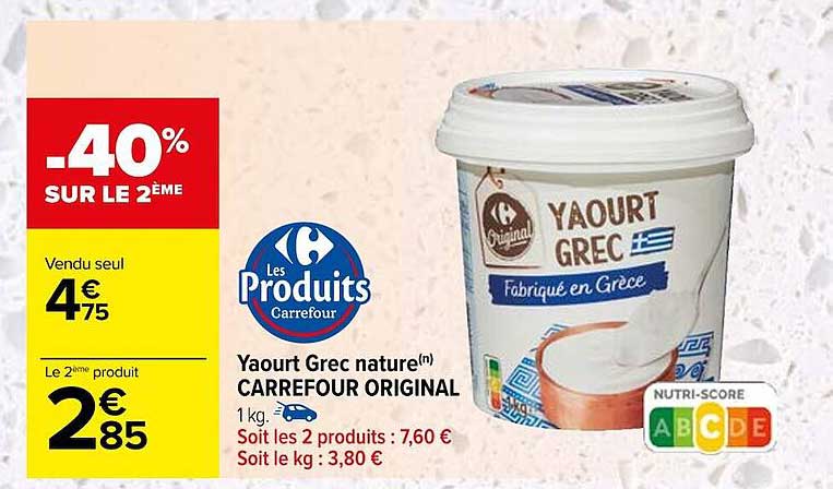 Yaourt Grec Nature Carrefour Original
