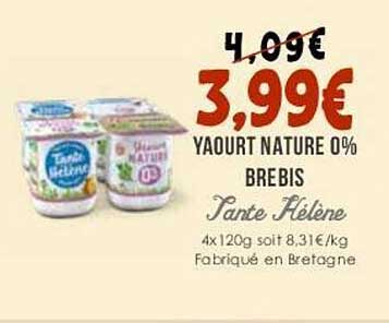 yaourt nature 0% brebis tante hélène