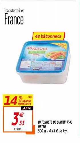 bâtonnets de surimi x48 netto
