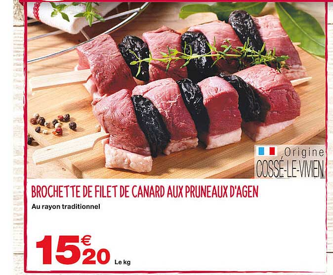 brochette de filet de canard aux pruneaux d'agen