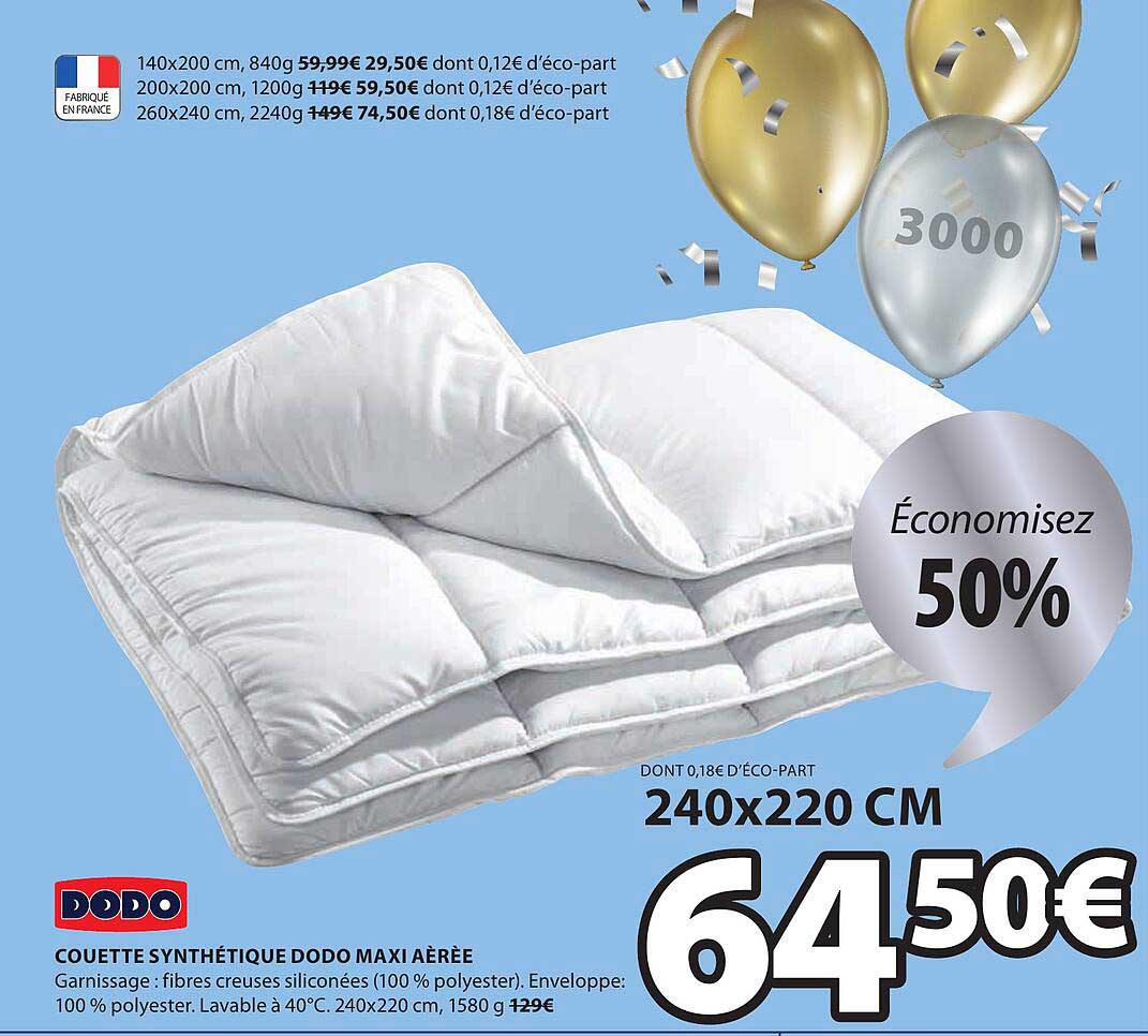 couette synthétique dodo maxi aérée dodo
