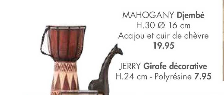 djembé mahogany, girafe décorative jerry