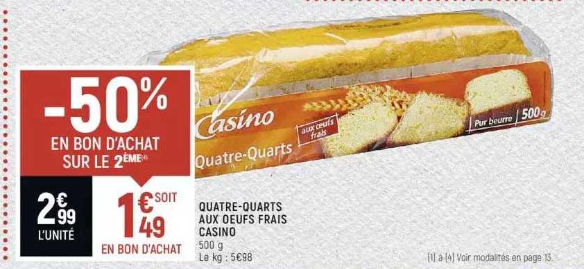 quatre-quarts aux oeufs frais casino