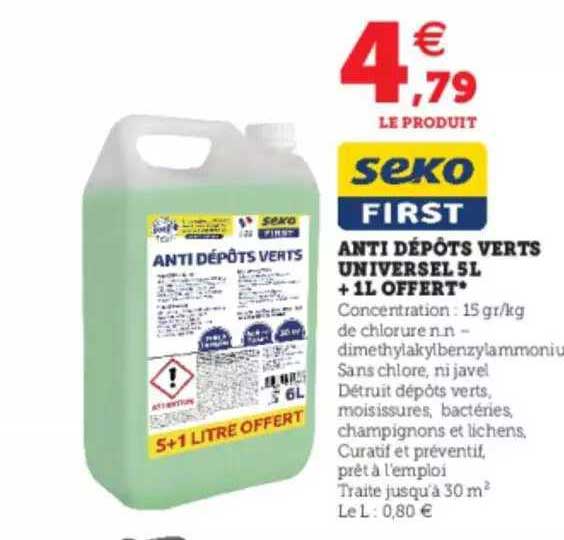 anti dépôts verts universel 5l + 1 l offert seko first