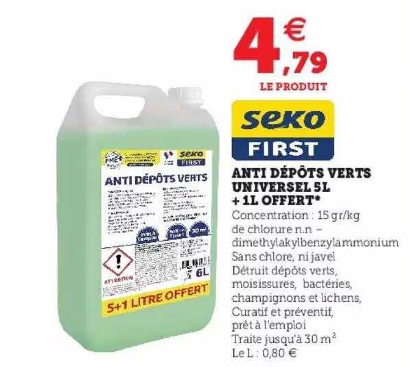 anti dépôts verts universel 5l + 1l offert seko first