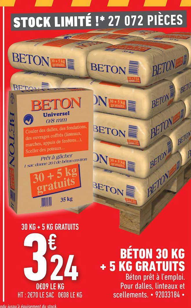 béton 30 kg + 5 kg gratuits