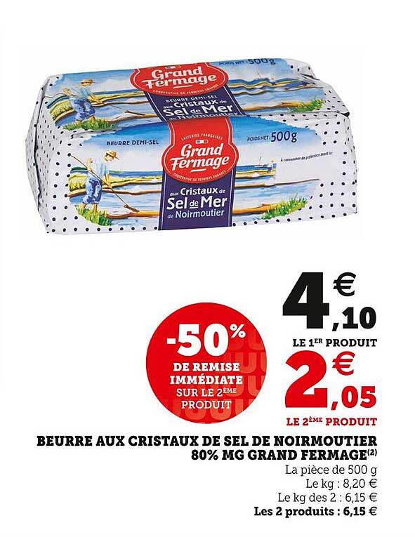 Beurre Aux Cristaux De Sel De Noimoutier 80% Mg Grand Fermage