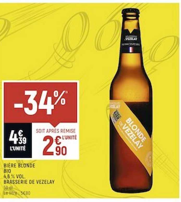 bière blonde bio 4,6% vol. brasserie de vezelay