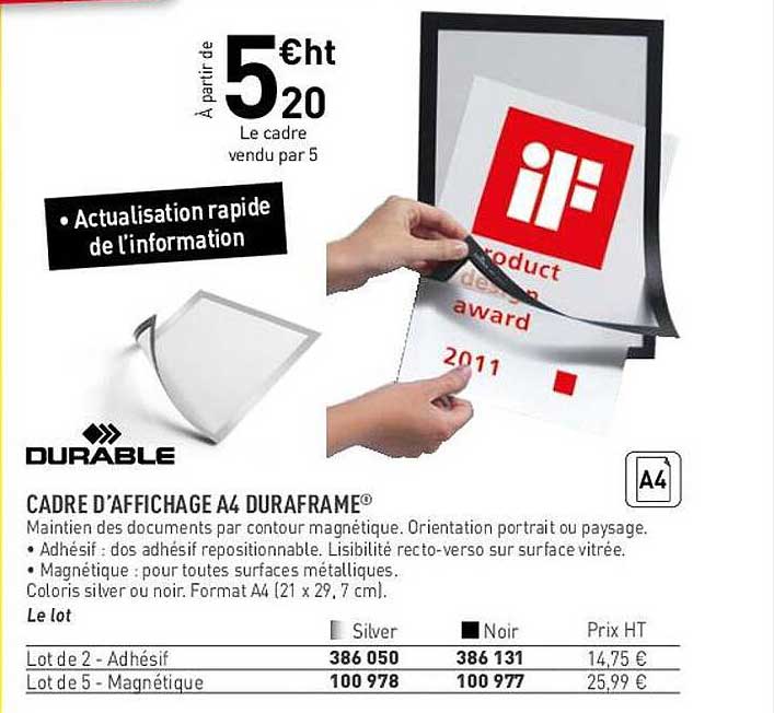 cadre d'affichage a4 duraframe durable