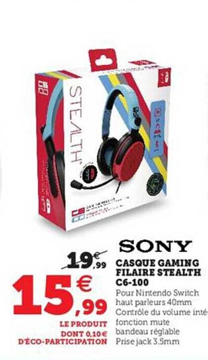 casque gaming filaire stealth c6-100 sony