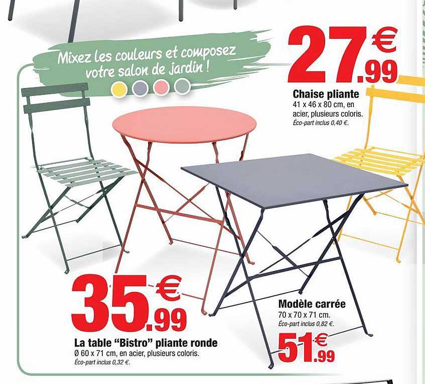 Chaise Pliante, La Table "bistro" Pliante Ronde, Modèle Carrée