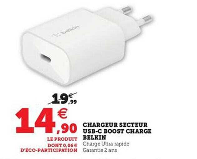 chargeur secteur usb-c boost charge belkin
