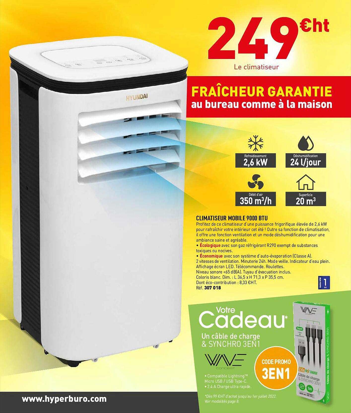 Climatiseur Mobile 9000 Btu