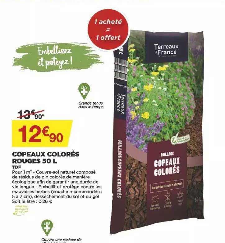 copeaux colorés rouges 50 l tdf