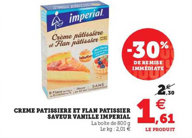 crème pâtissière et flan pâtissier saveur vanille impérial
