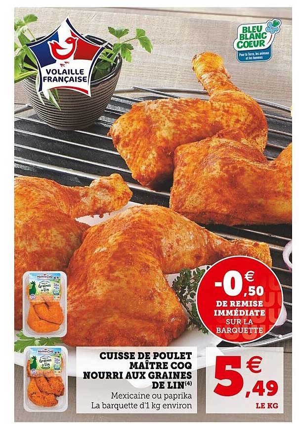 cuisse de poulet maître coq nourri aux graines de lin