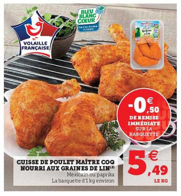 Cuisse De Poulet Maître Coq Nourri Aux Graines De Lin