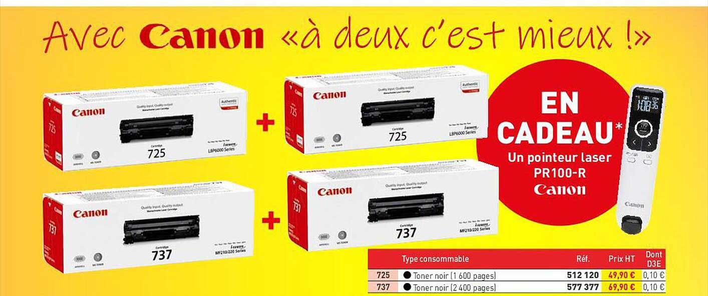en cadeau : un pointeur laser pr100-r canon