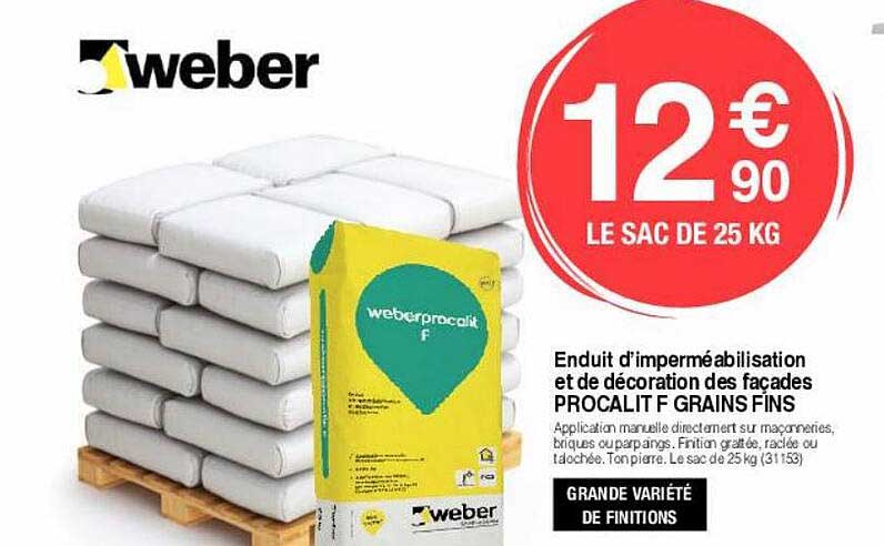 enduit d'imperméabilisation et de décoration des façades procalit f grains fins