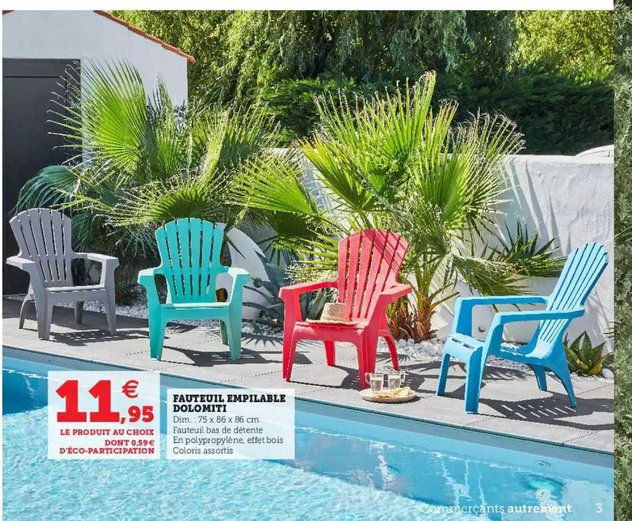 fauteuil empilable dolomiti