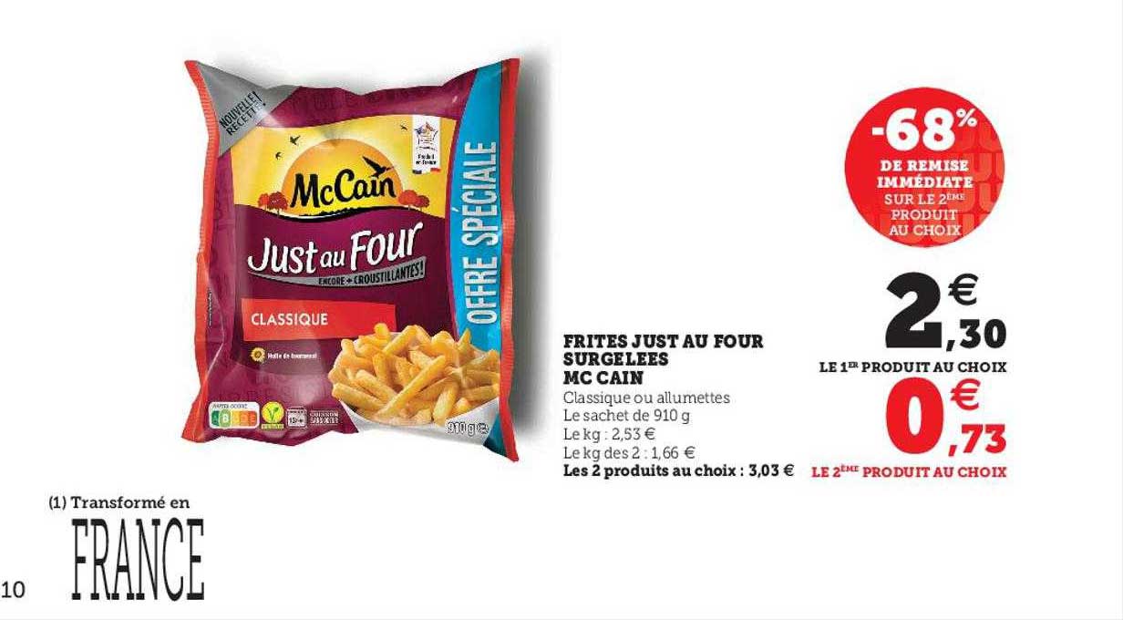 frites just au  four surgelées mc cain