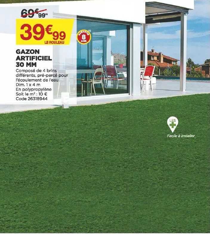 gazon artificiel 30 mm