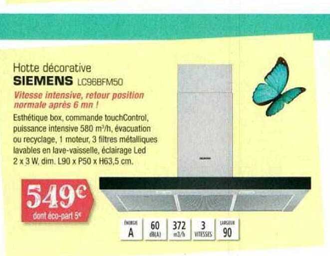 hotte décorative siemens