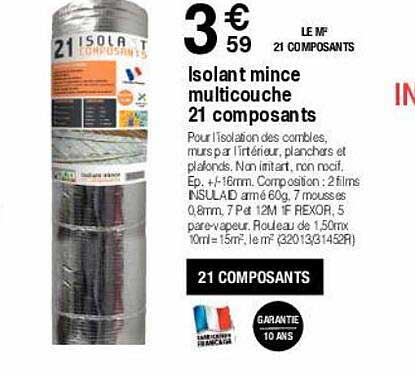 isolant mince multicouche 21 composants