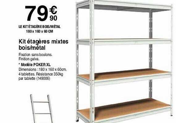 Kit étagères Mixtes Bois-métal