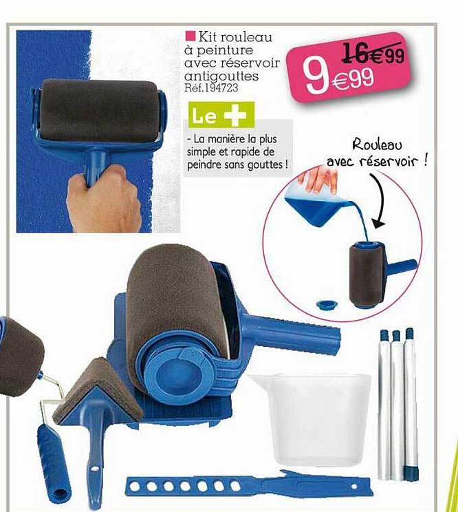 kit rouleau à peinture avec réservoir antigouttes