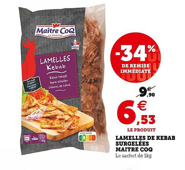 lamelles de kebab surgelées maître coq