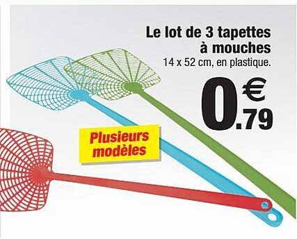 le lot  de 3 tapettes à mouches
