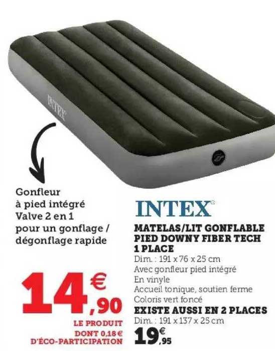 matelas-lit gonflable pied downy fiber tech 1 place, 2 places